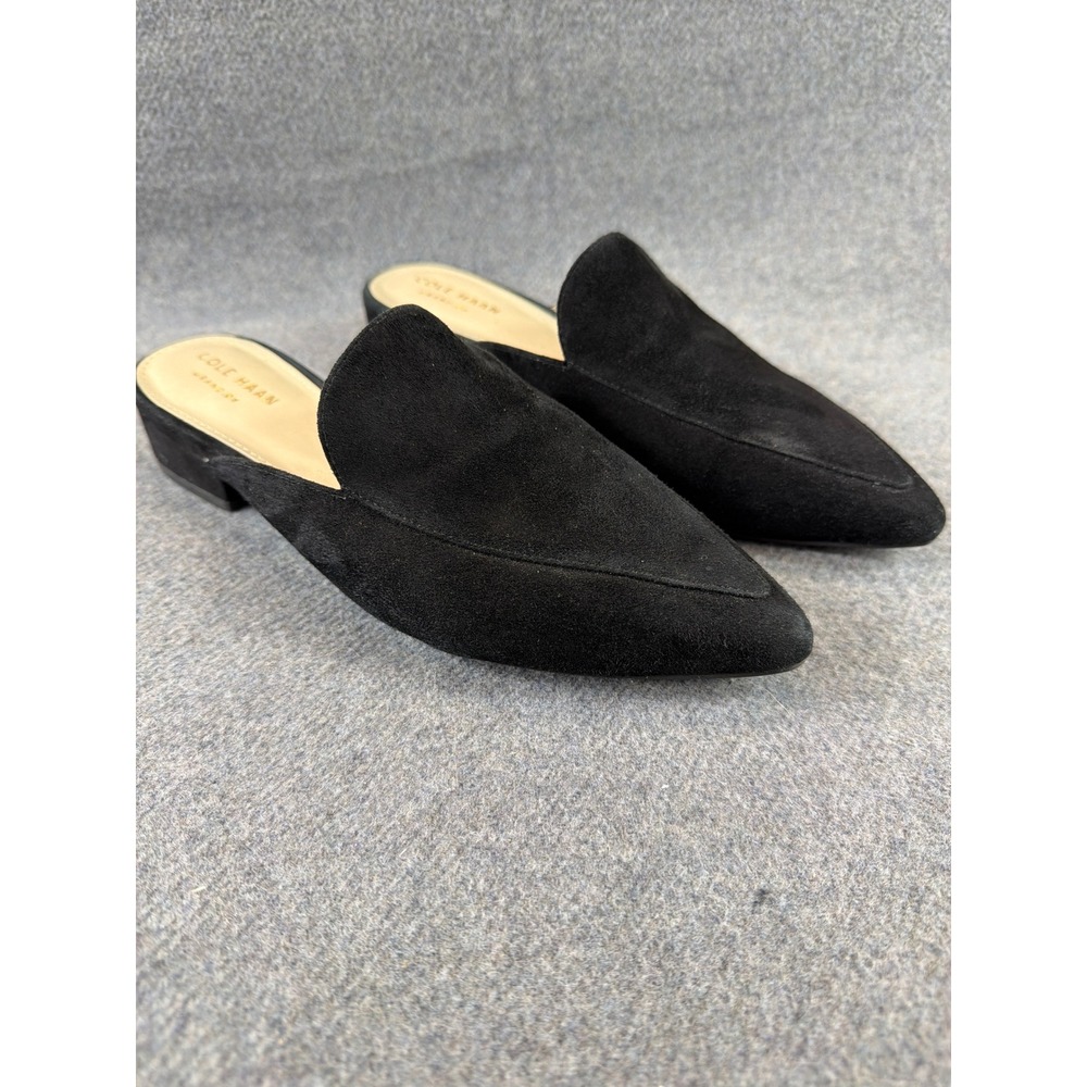 Cole Haan Mules Women 6B Black Suede Pointed Toe Grand OS‎ Loafer W08934